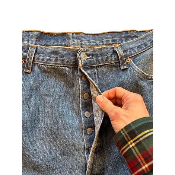 Levis 501xx Jeans Mens 42x30 (39x27.5) Blue Original Fit Button Fly 90s USA Made - Picture 4 of 12